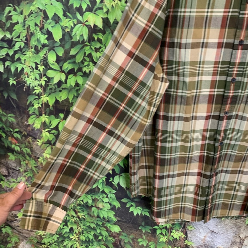 ARROW Preppy Plaid Tan, Brown, and Cream Button Down Oxford, XL/TG - Picture 3 of 7
